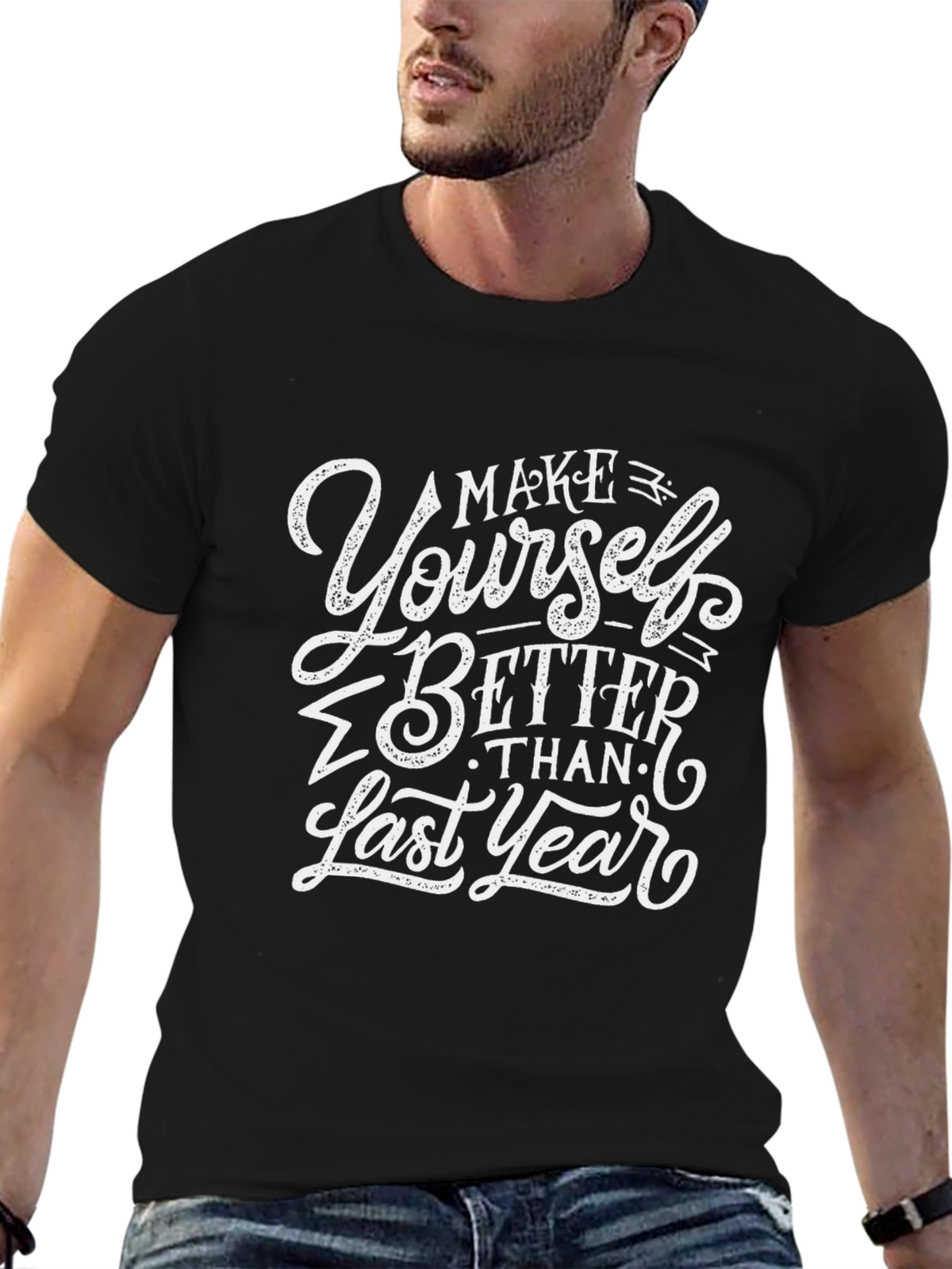 Motivational Black T-Shirt - Make Yourself Better