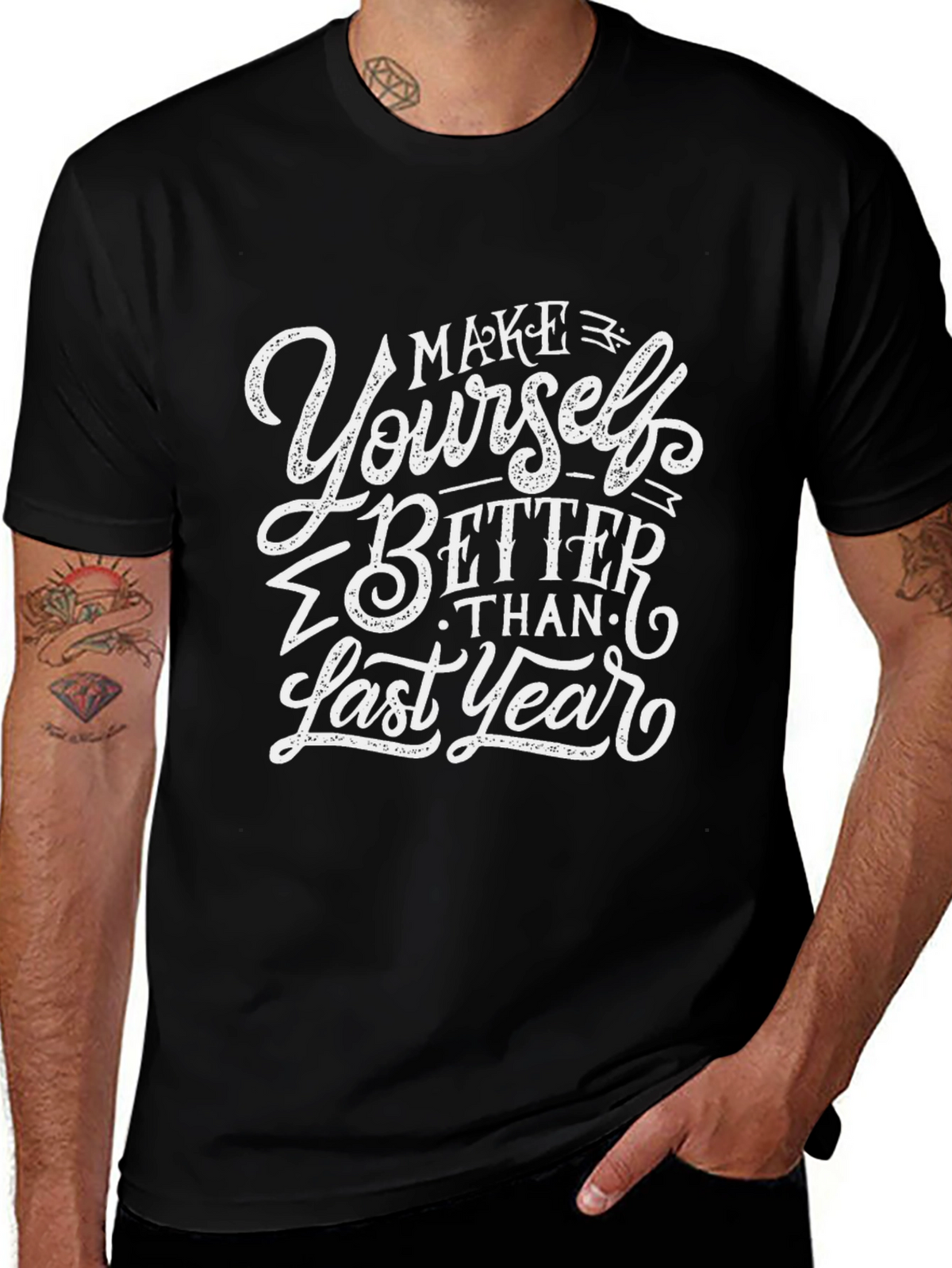 Motivational Black T-Shirt - Make Yourself Better