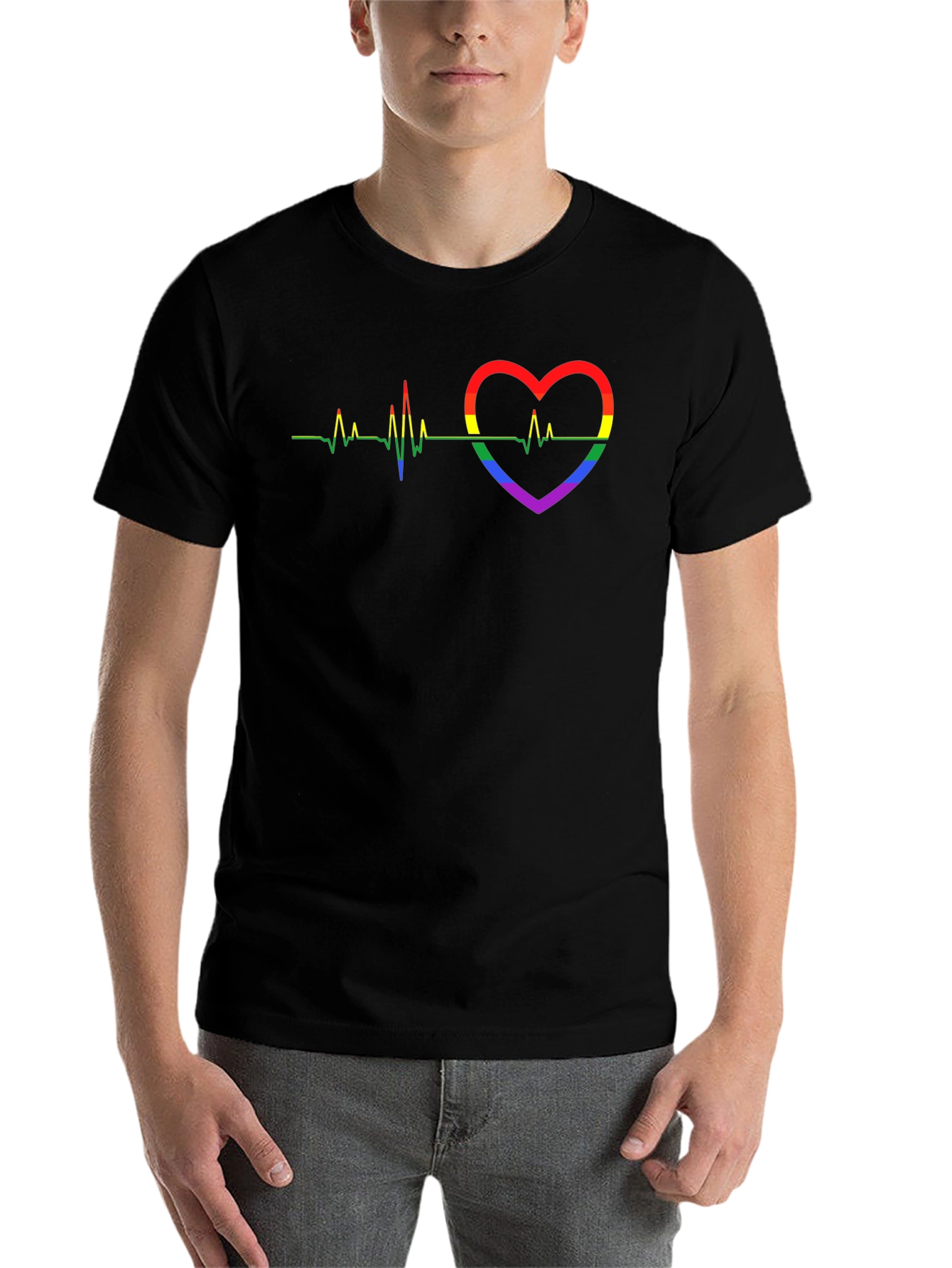 LGBT Heartbeat Pride Graphic Tee - Black