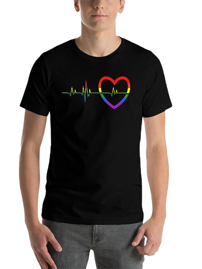 LGBT Heartbeat Pride Graphic Tee - Black