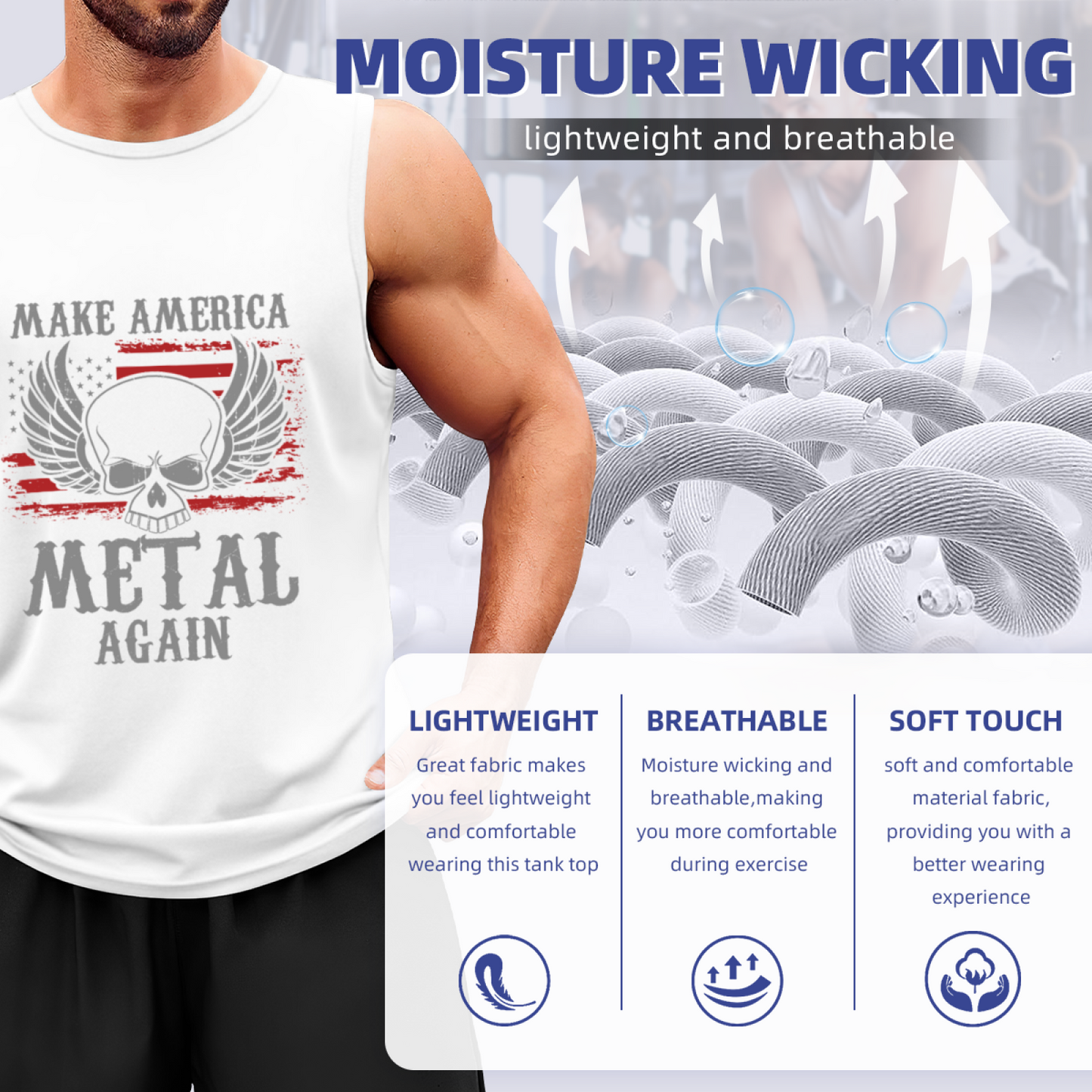 Make America Metal Again Skull Wing USA Flag Tank