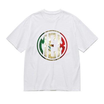 Retro MEX Circle Mexico Flag National Pride Plus Size Women's Printed T-Shirt