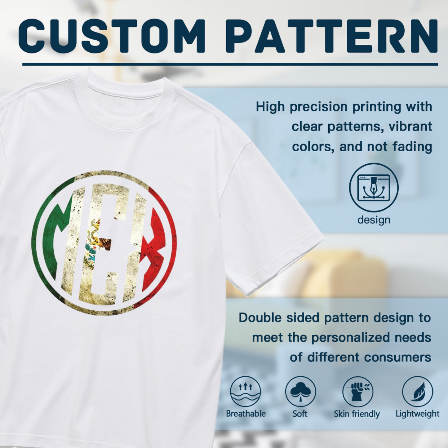 Retro MEX Circle Mexico Flag National Pride Plus Size Women's Printed T-Shirt