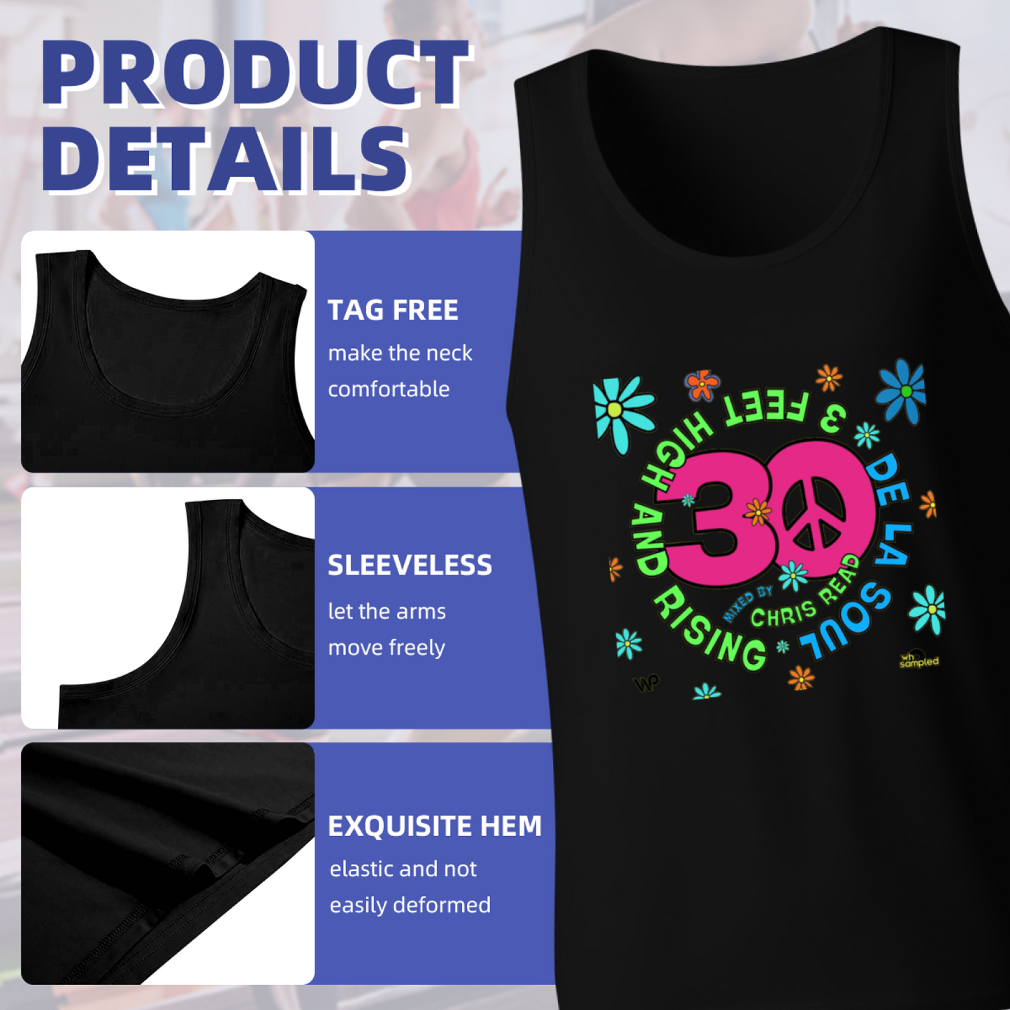 3 Feet High And Rising Retro Hippie Peace Flower Power Tank Top