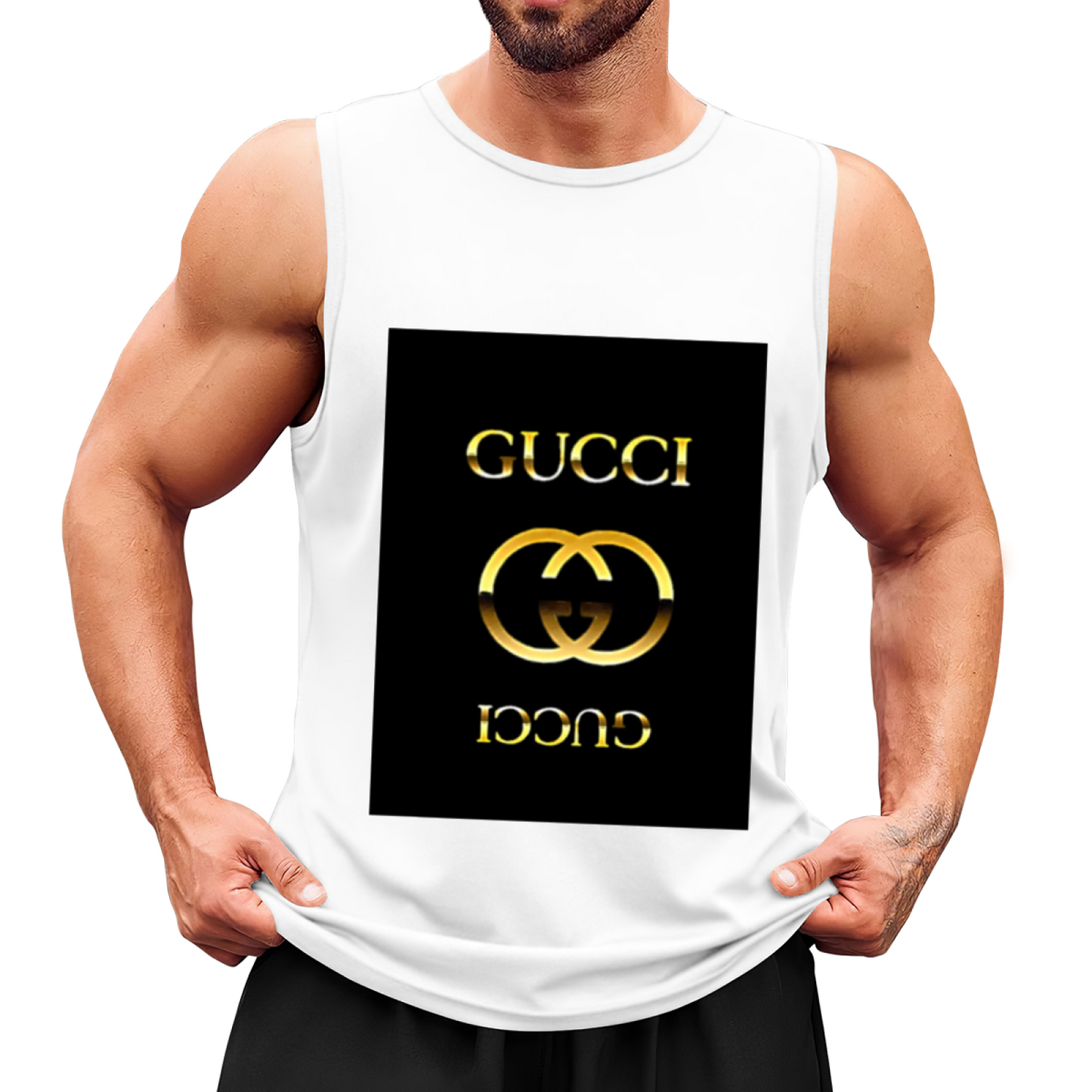 Luxury Double G Gold Logo Brand Inspired Streetwear Muscle Tank