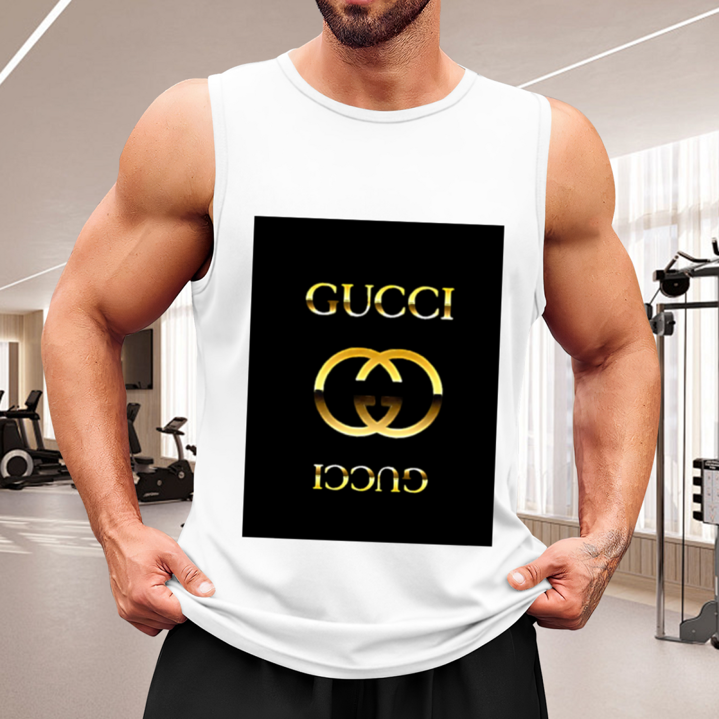 Luxury Double G Gold Logo Brand Inspired Streetwear Muscle Tank