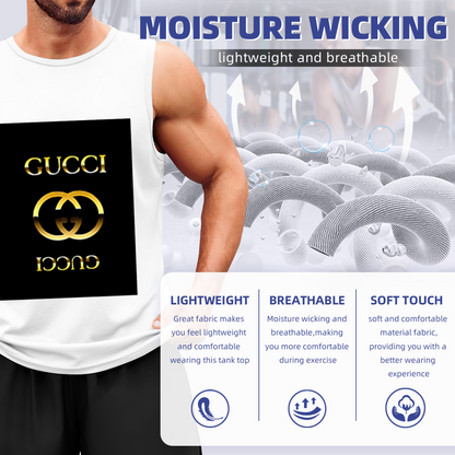 Luxury Double G Gold Logo Brand Inspired Streetwear Muscle Tank