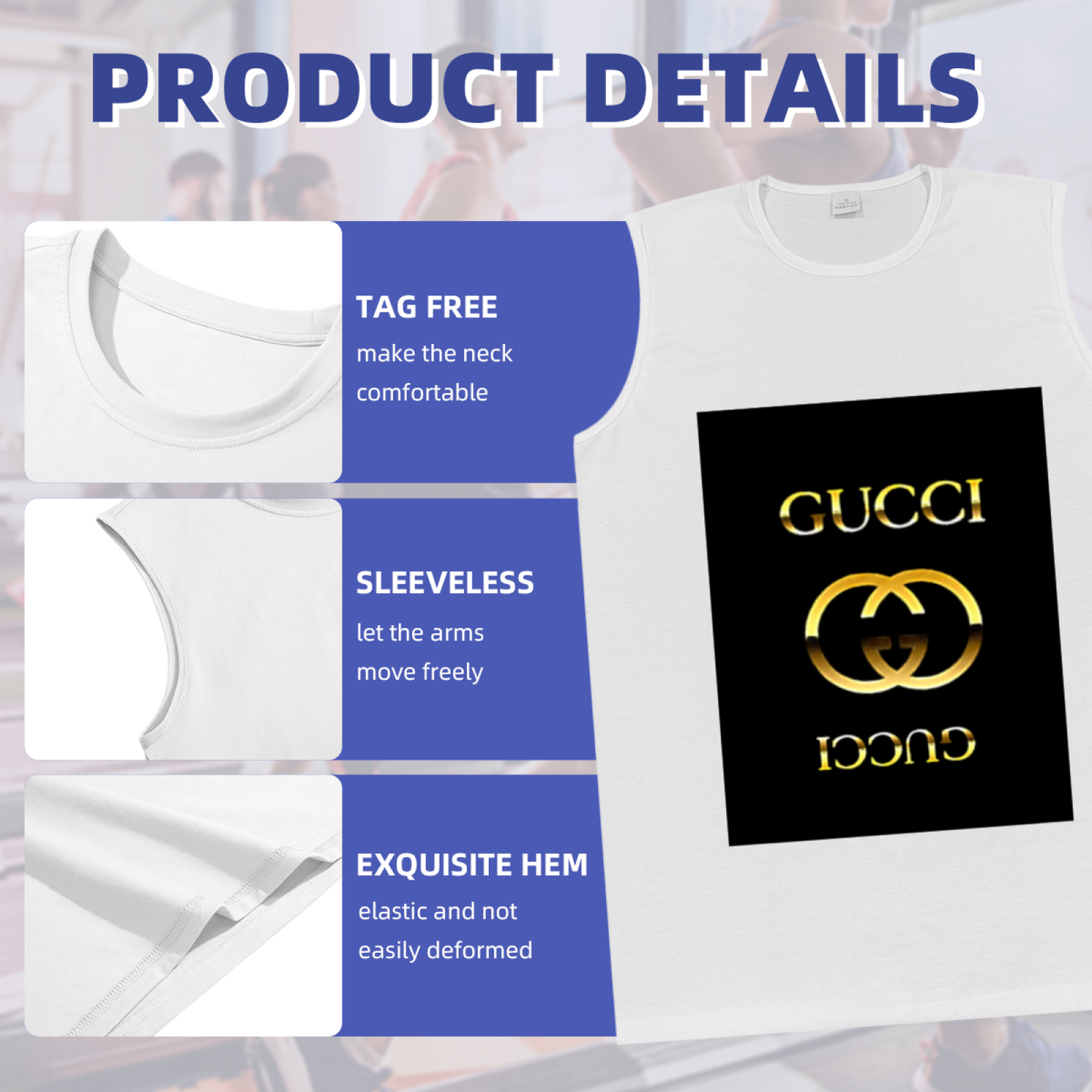 Luxury Double G Gold Logo Brand Inspired Streetwear Muscle Tank