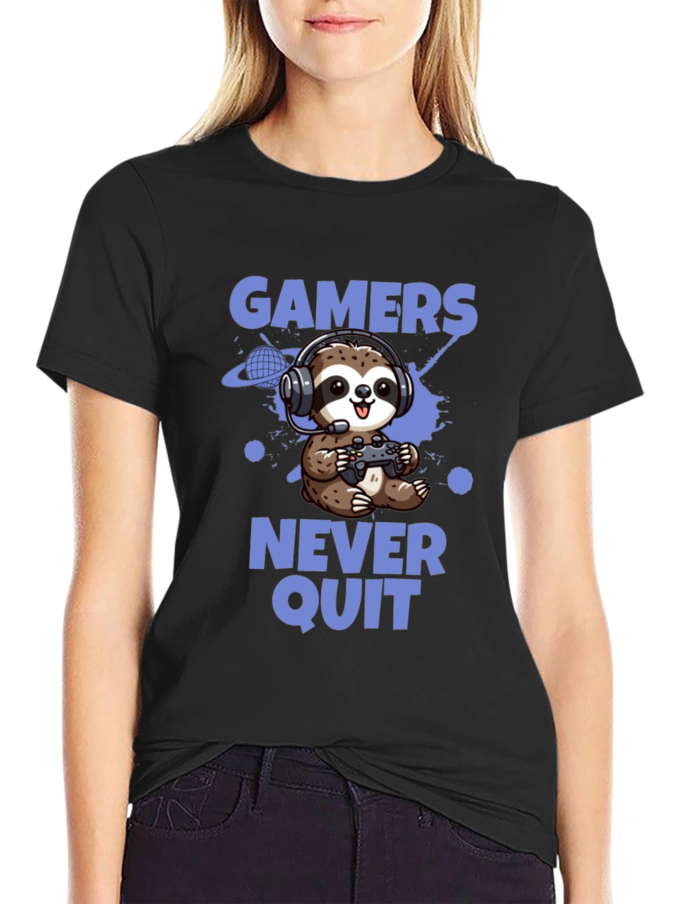 Gamer Sloth T-Shirt - Never Quit Tee