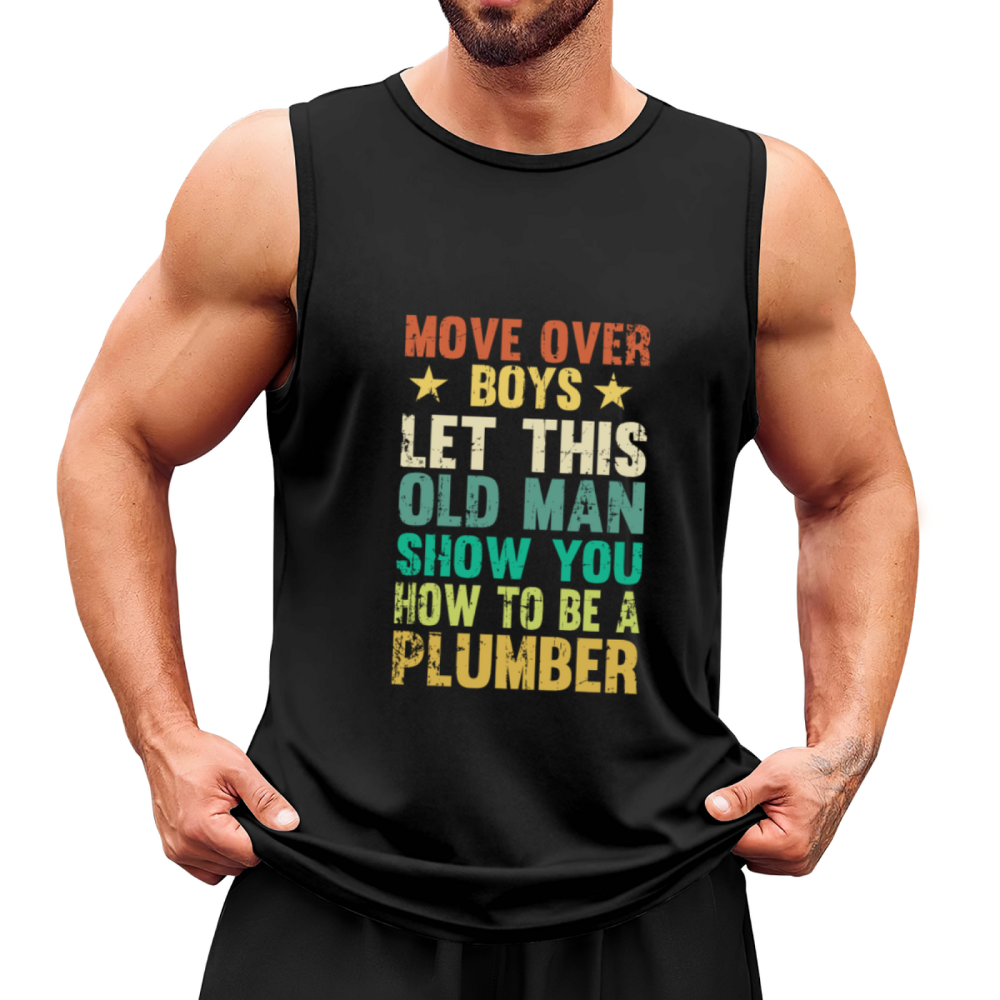 Old Plumber Vintage Distressed Text Mens Tank