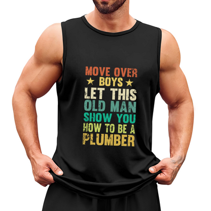 Old Plumber Vintage Distressed Text Mens Tank