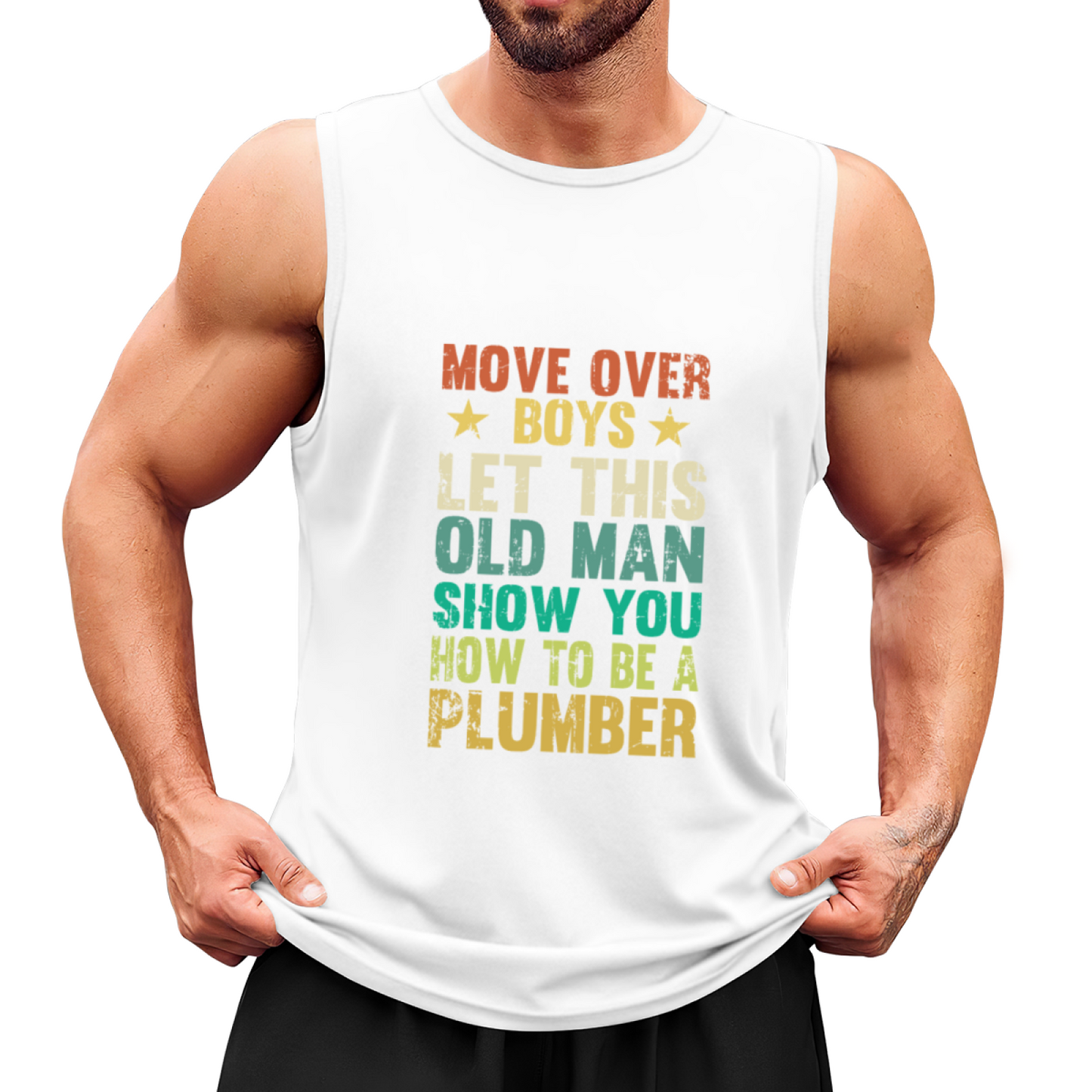 Old Plumber Vintage Distressed Text Mens Tank