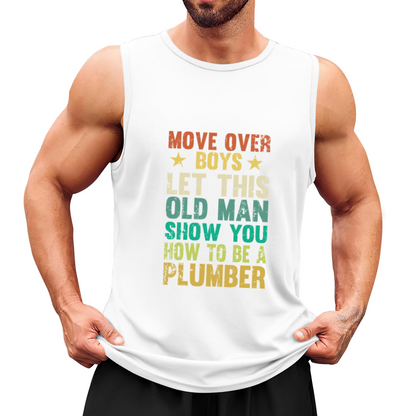 Old Plumber Vintage Distressed Text Mens Tank