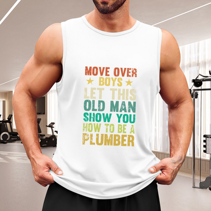 Old Plumber Vintage Distressed Text Mens Tank