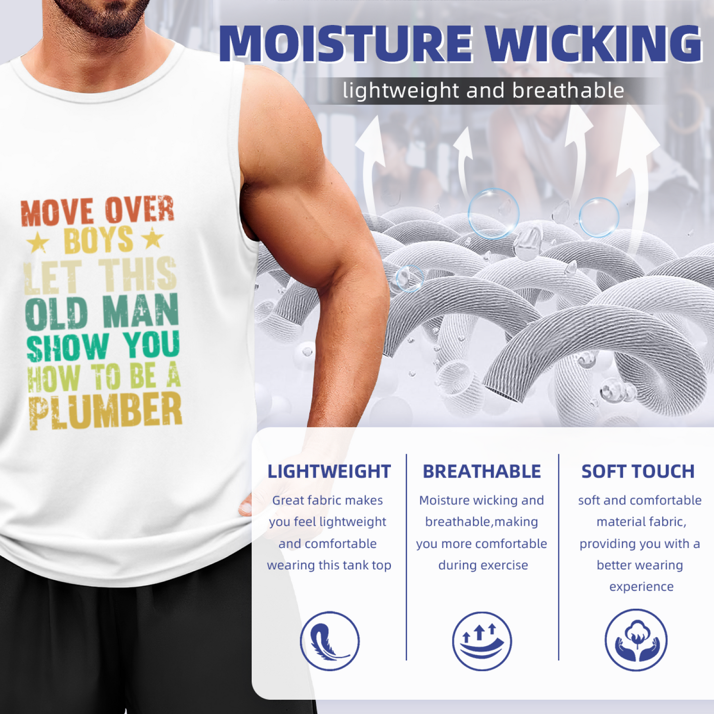 Old Plumber Vintage Distressed Text Mens Tank