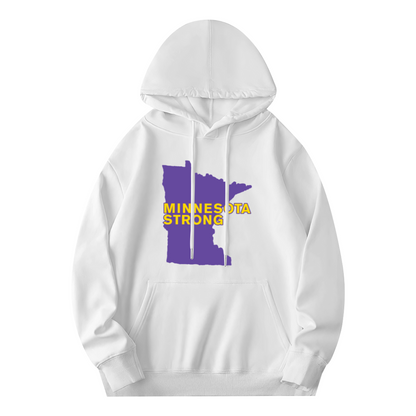 Minnesota Strong Map White Hoodie, Cozy Relax Fit For All
