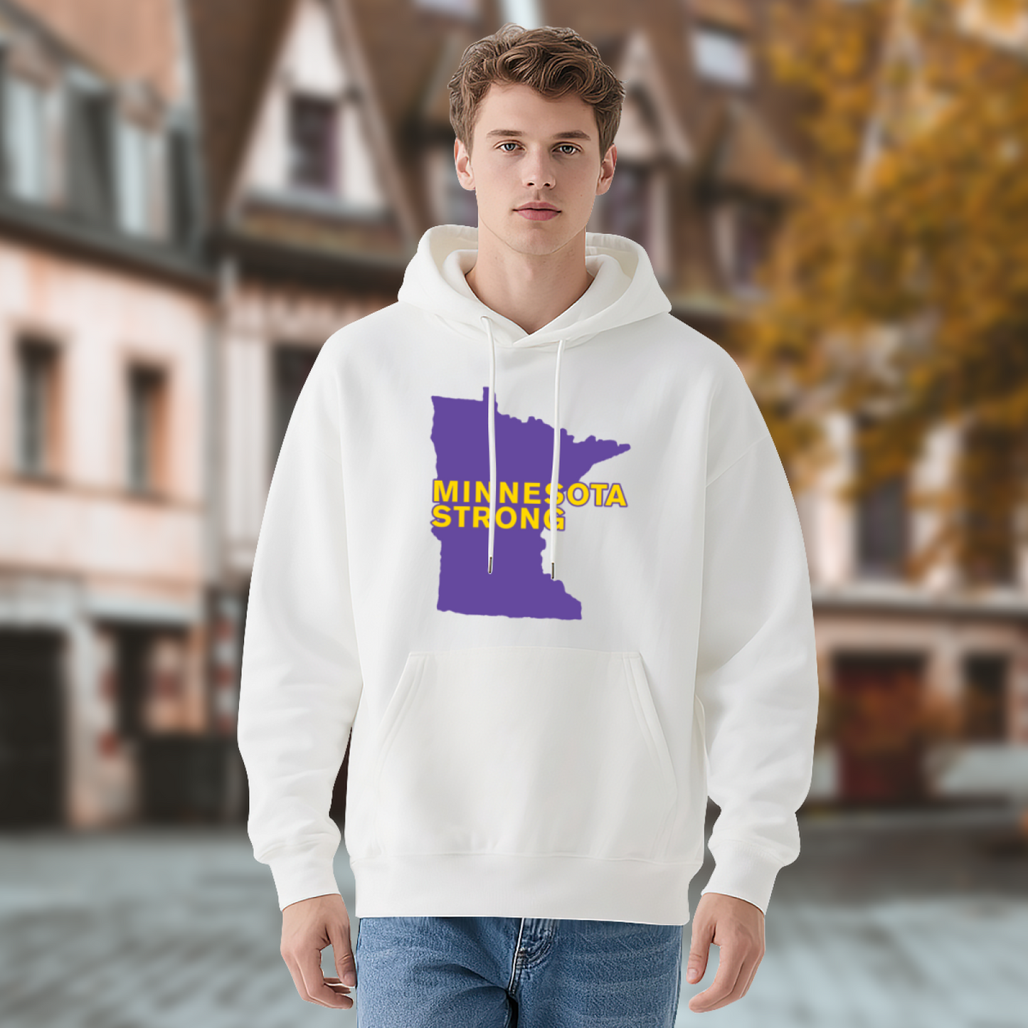 Minnesota Strong Map White Hoodie, Cozy Relax Fit For All