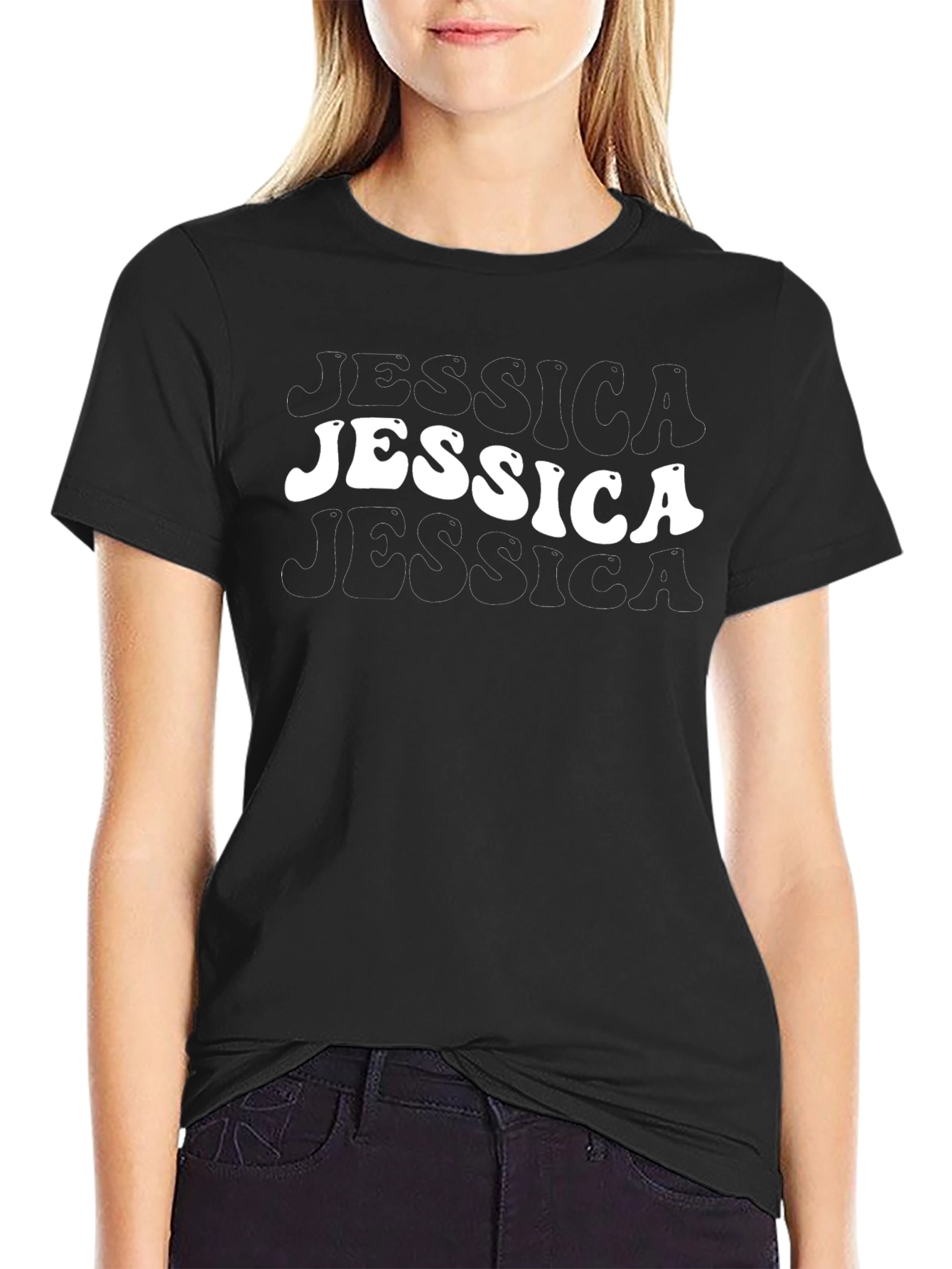 Retro Jessica Graphic Tee - Cool Black T-Shirt