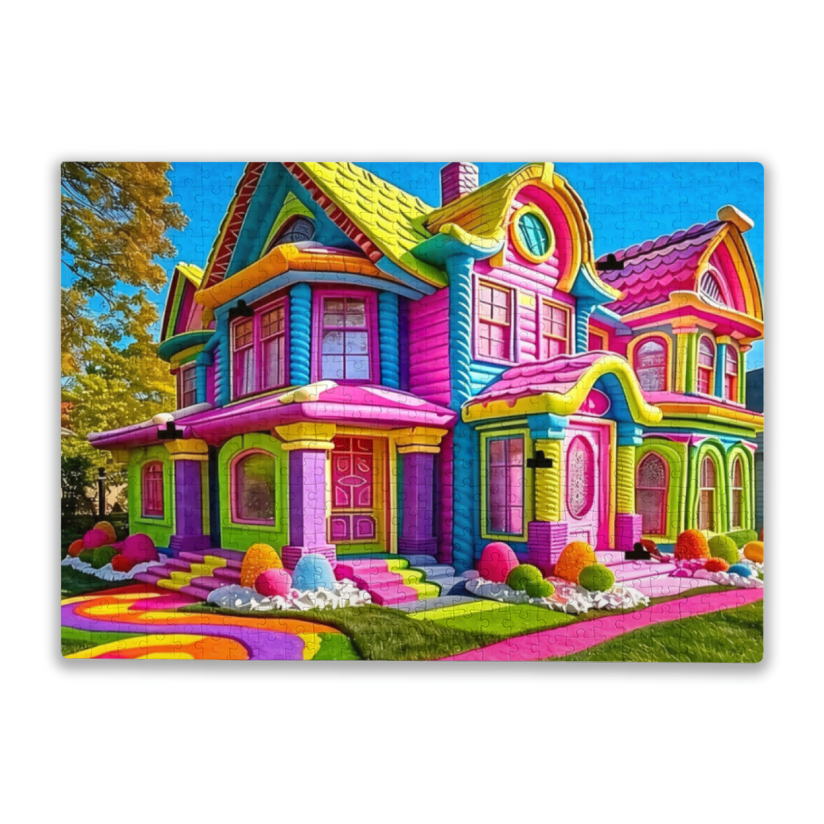 Candy?Colored Rainbow Fantasy Whimsical Dream House Puzzle | 300/500/1000 Pieces
