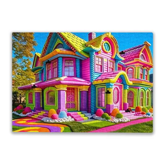 Candy?Colored Rainbow Fantasy Whimsical Dream House Puzzle | 300/500/1000 Pieces