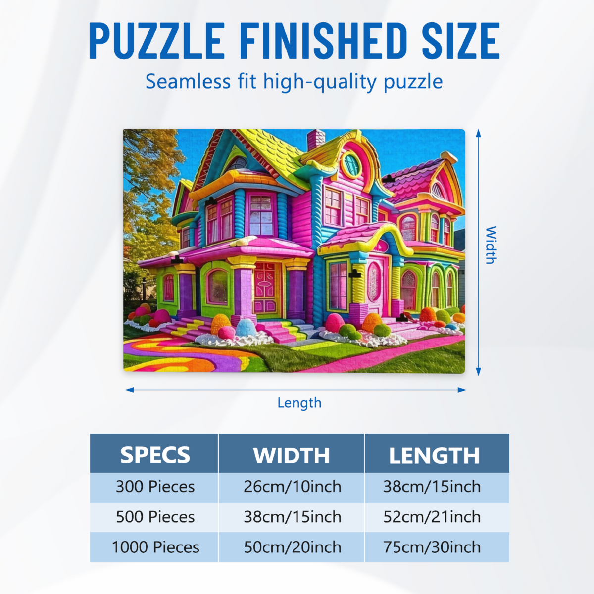 Candy?Colored Rainbow Fantasy Whimsical Dream House Puzzle | 300/500/1000 Pieces