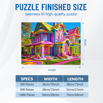 Candy?Colored Rainbow Fantasy Whimsical Dream House Puzzle | 300/500/1000 Pieces