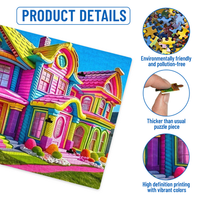 Candy?Colored Rainbow Fantasy Whimsical Dream House Puzzle | 300/500/1000 Pieces