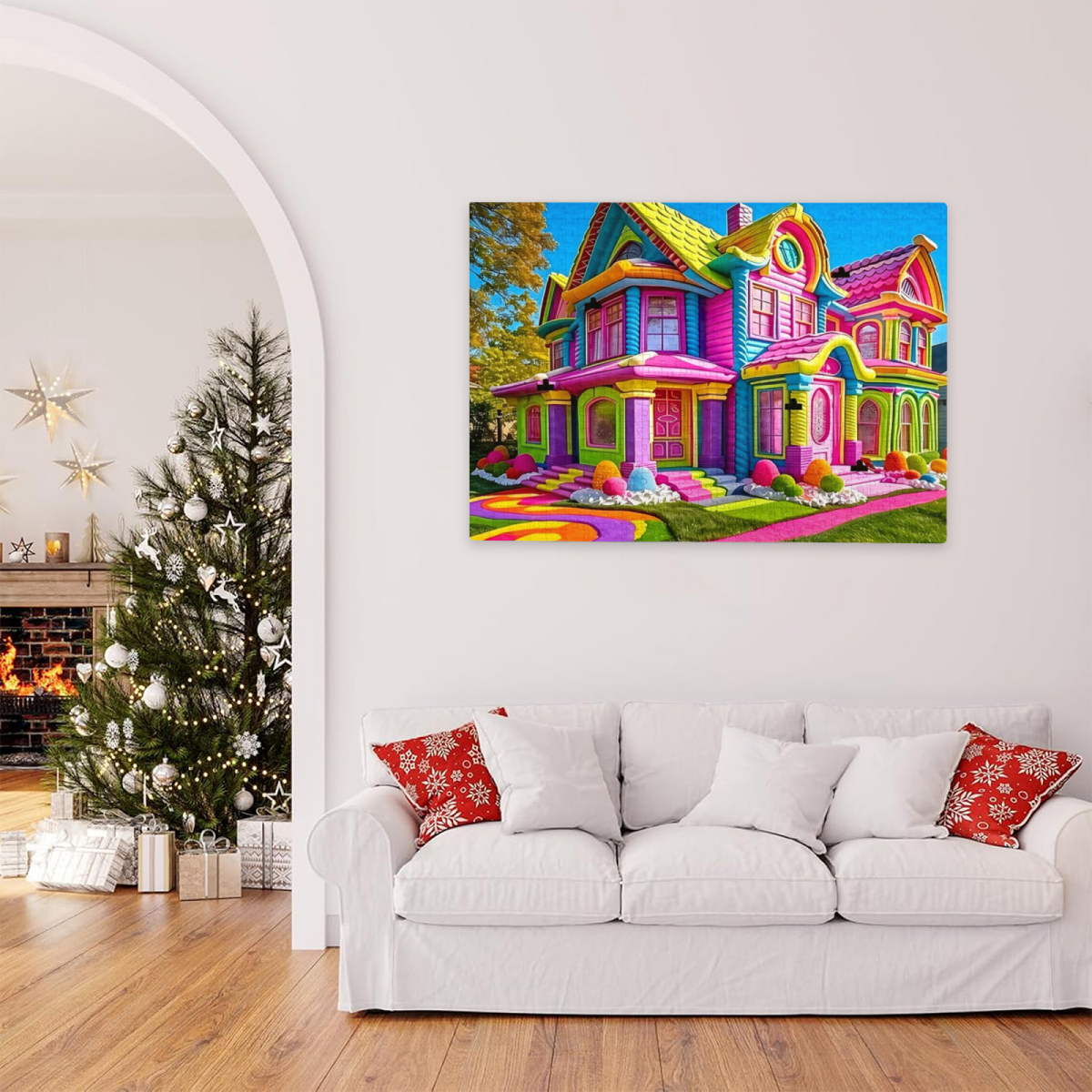 Candy?Colored Rainbow Fantasy Whimsical Dream House Puzzle | 300/500/1000 Pieces