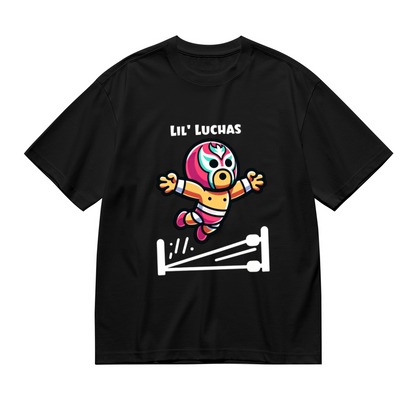 Cute Cartoon Luchador Wrestler Lil Luchas Plus Size Women¡¯s Black Graphic Tee