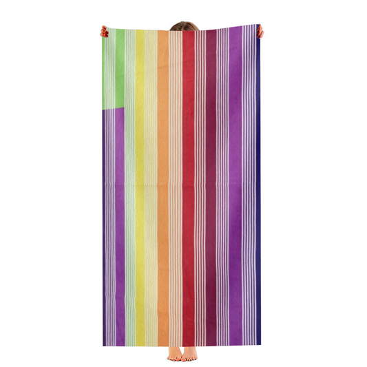 Lovely Rainbow Pastel Stripe Beach Towel, Skin-Friendly, Comfortable and High Water Absorbing for Holidays