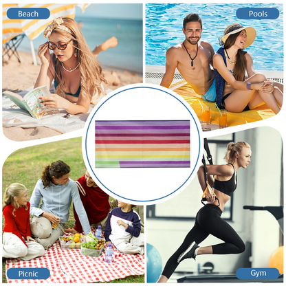 Lovely Rainbow Pastel Stripe Beach Towel, Skin-Friendly, Comfortable and High Water Absorbing for Holidays
