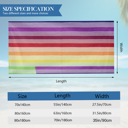 Lovely Rainbow Pastel Stripe Beach Towel, Skin-Friendly, Comfortable and High Water Absorbing for Holidays