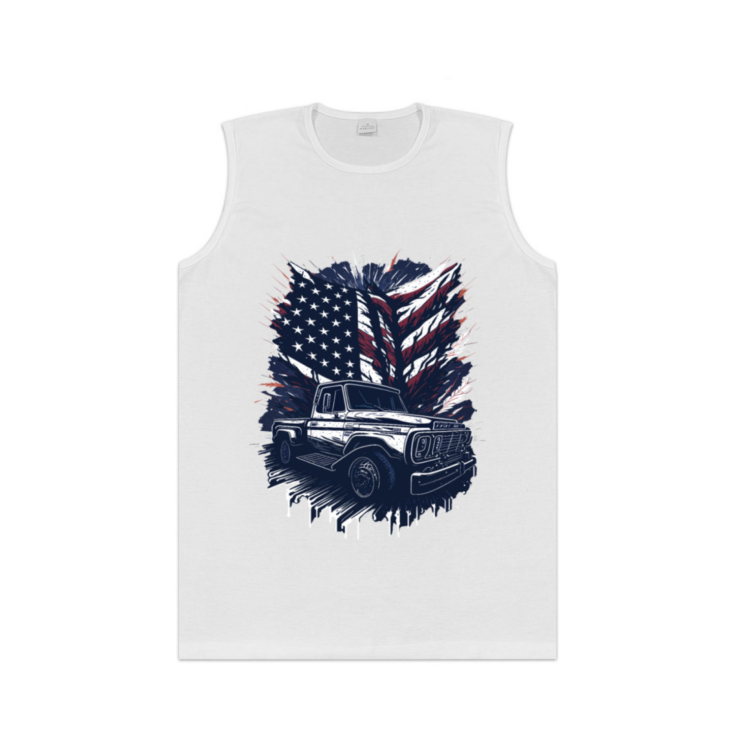Patriotic Vintage Pickup Truck American Flag Graphic Tank Top