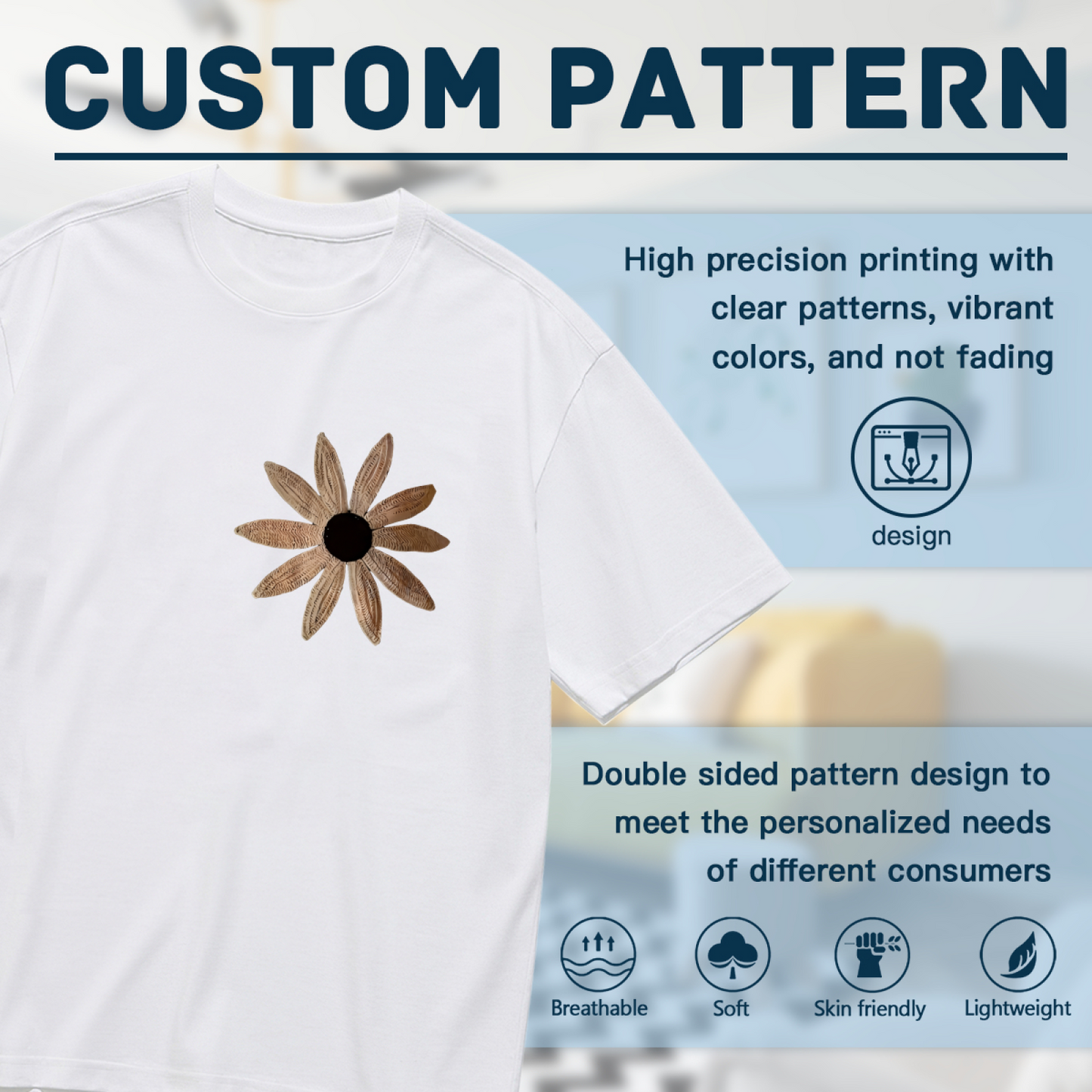 Minimalist Neutral Sunflower Sketch Plus Size Women Printed T-Shirt
