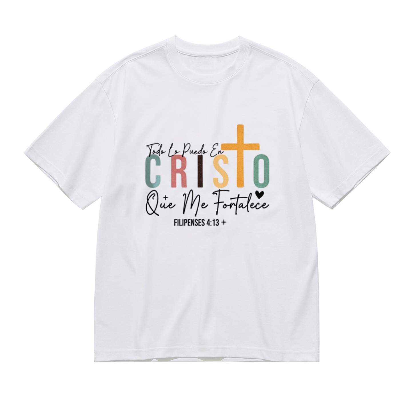 Spanish Christian Scripture Cross Faith Plus Size Women Printed T-Shirt