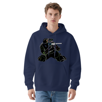 Neon Line Paintball Player Unisex White Hoodie, Cozy Street Style