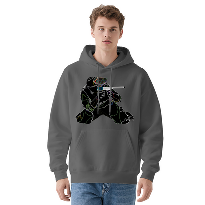 Neon Line Paintball Player Unisex White Hoodie, Cozy Street Style