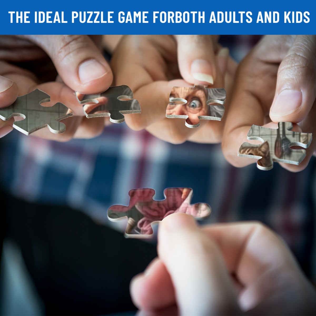Sassy Grandma Goofy Selfie With Tabby Cat In Cozy Kitchen Puzzle | 300/500/1000 Pieces