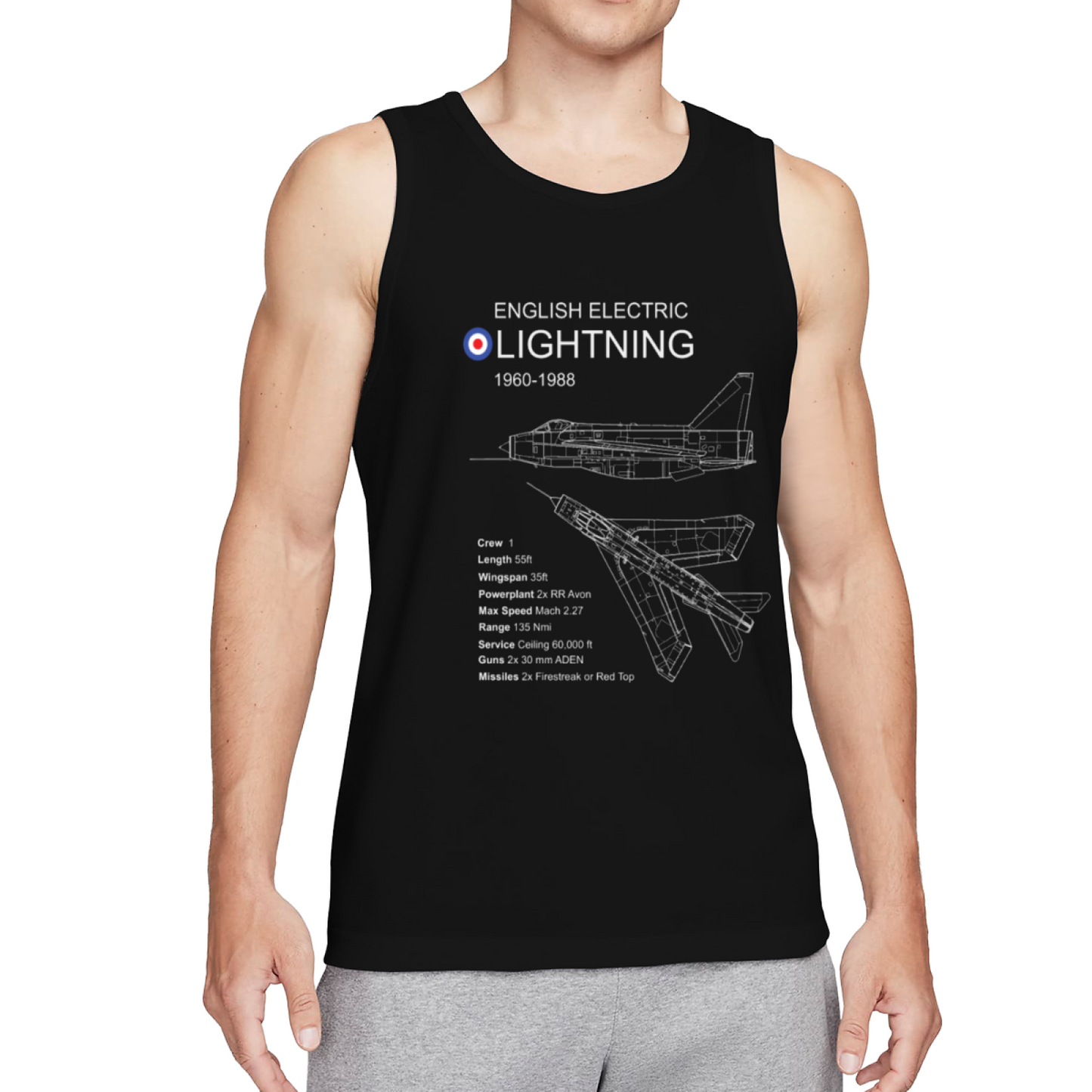 English Electric Lightning Jet Blueprint Tank Top