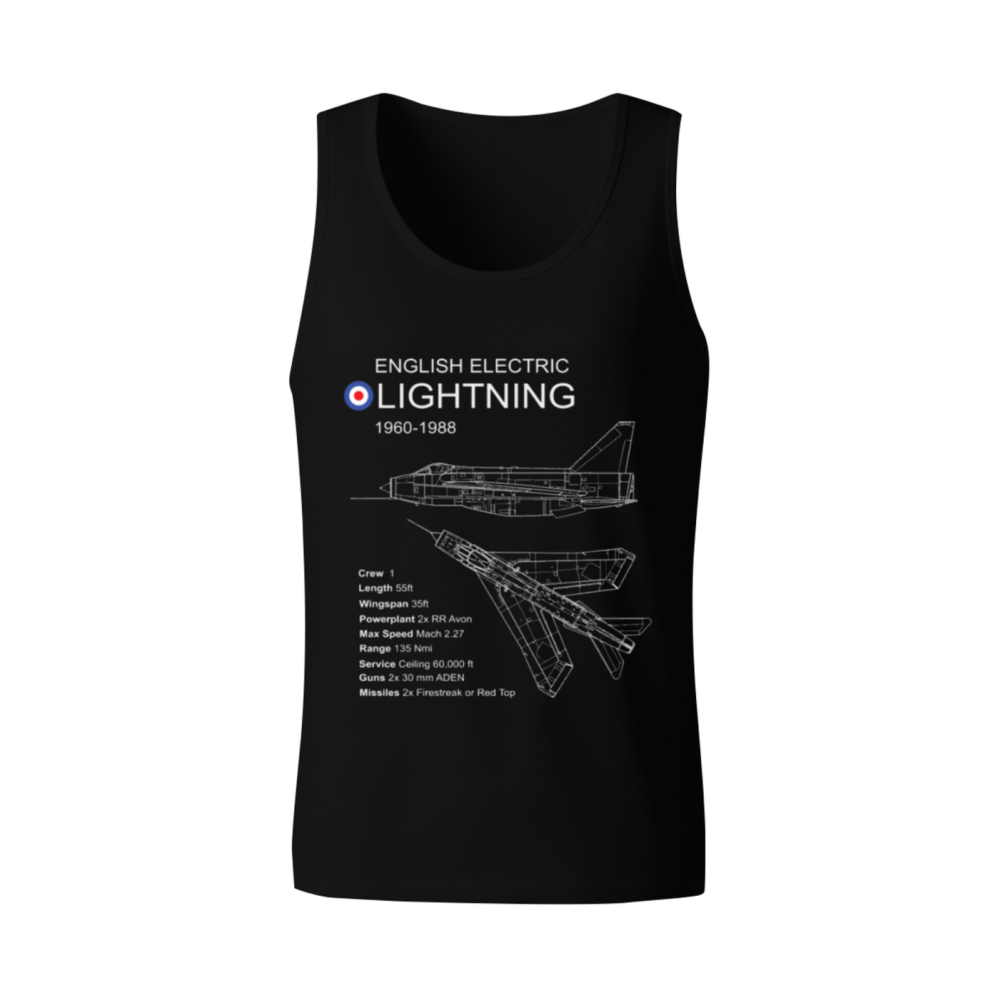 English Electric Lightning Jet Blueprint Tank Top