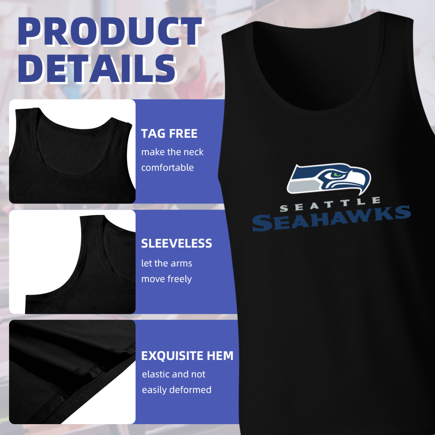 Seattle Seahawks NFL Football Team Logo Sport Fan Men Tank