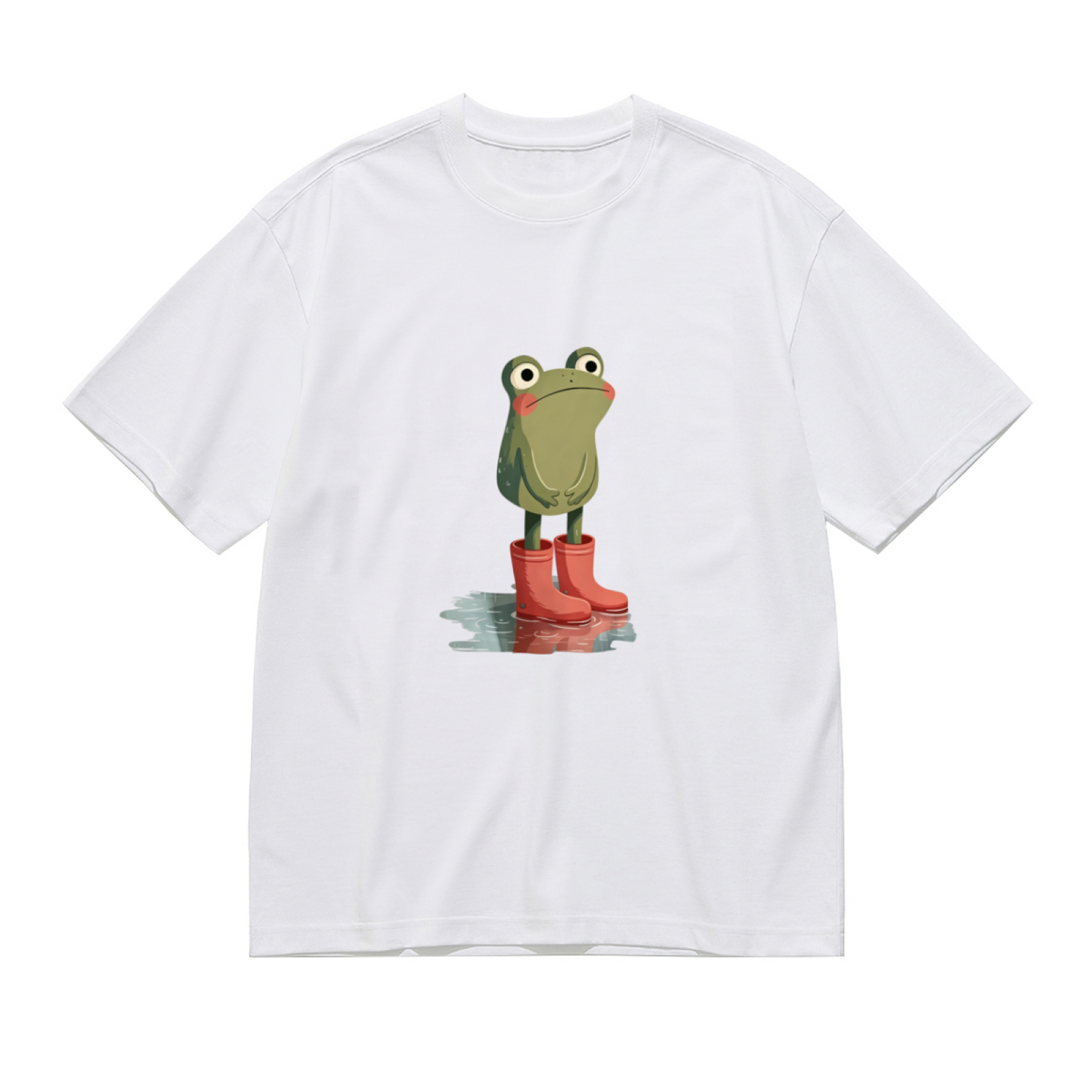Adorable Frog In Red Rain Boots Cartoon Print Plus Size Women¡¯s T-Shirt
