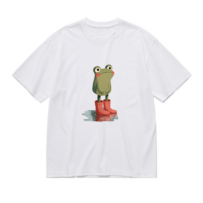 Adorable Frog In Red Rain Boots Cartoon Print Plus Size Women¡¯s T-Shirt