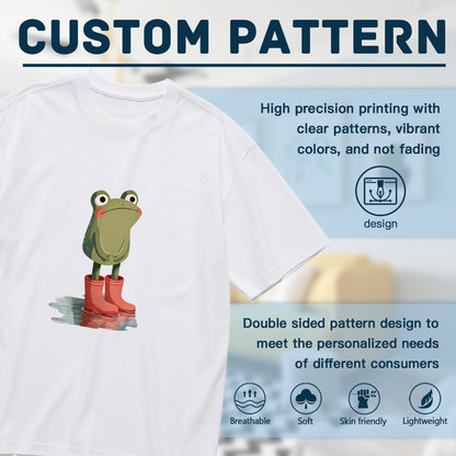Adorable Frog In Red Rain Boots Cartoon Print Plus Size Women¡¯s T-Shirt