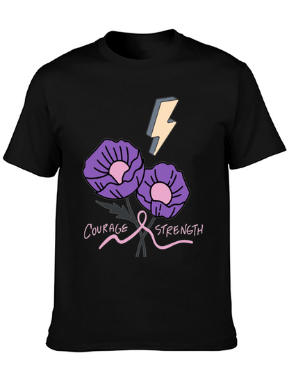 Courage Strength Flower Graphic T-Shirt