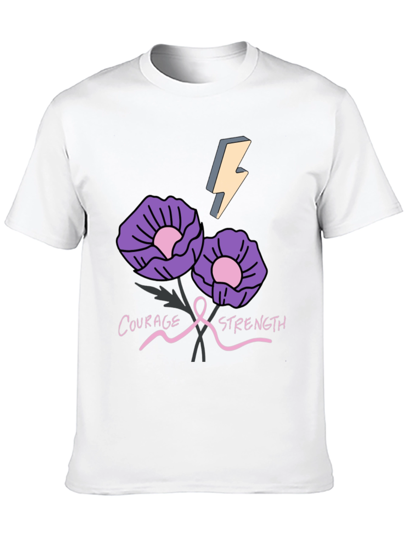 Courage Strength Flower Graphic T-Shirt