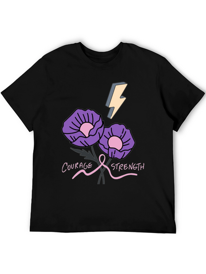 Courage Strength Flower Graphic T-Shirt