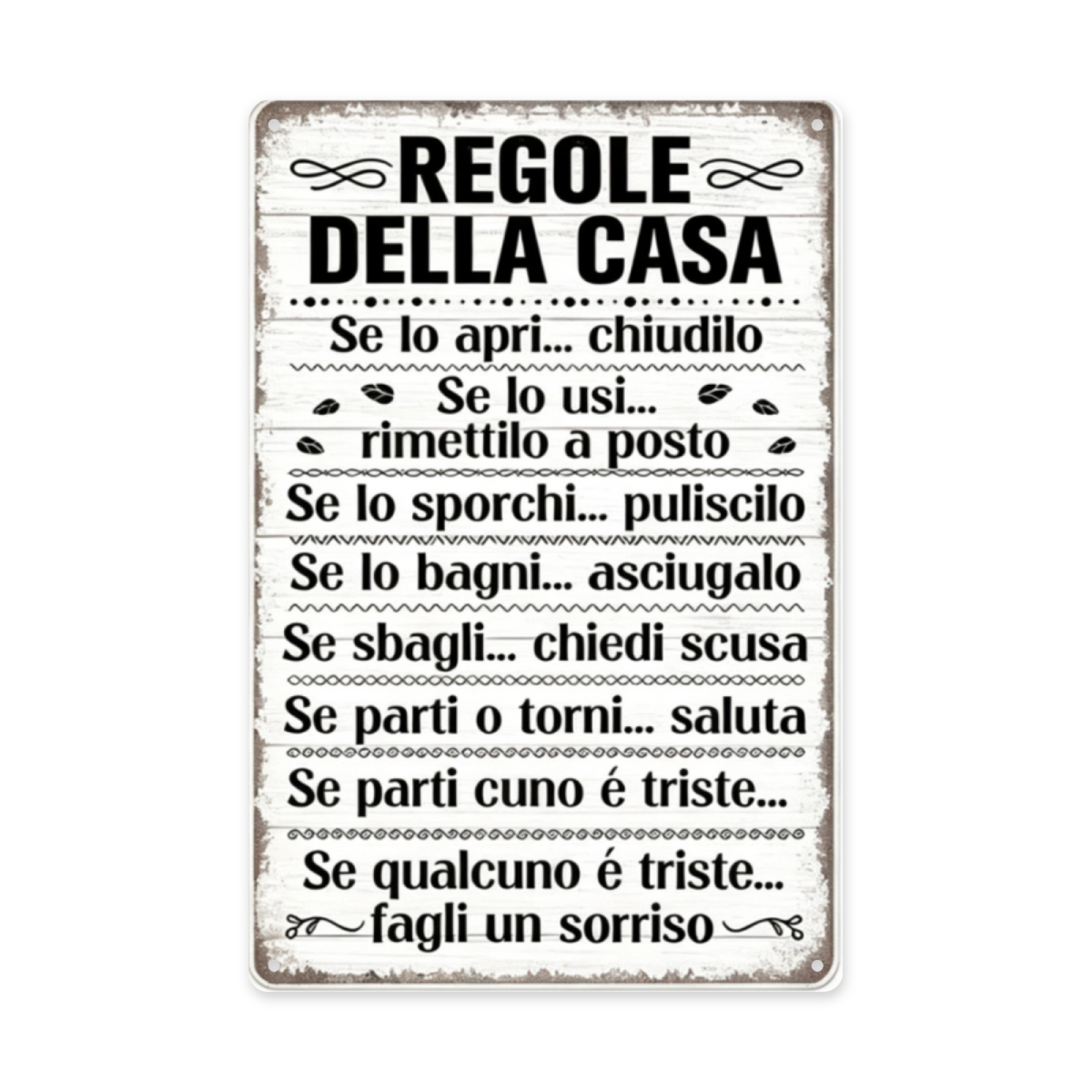 Italian Family House Rules Vintage Wooden Style Tin Sign