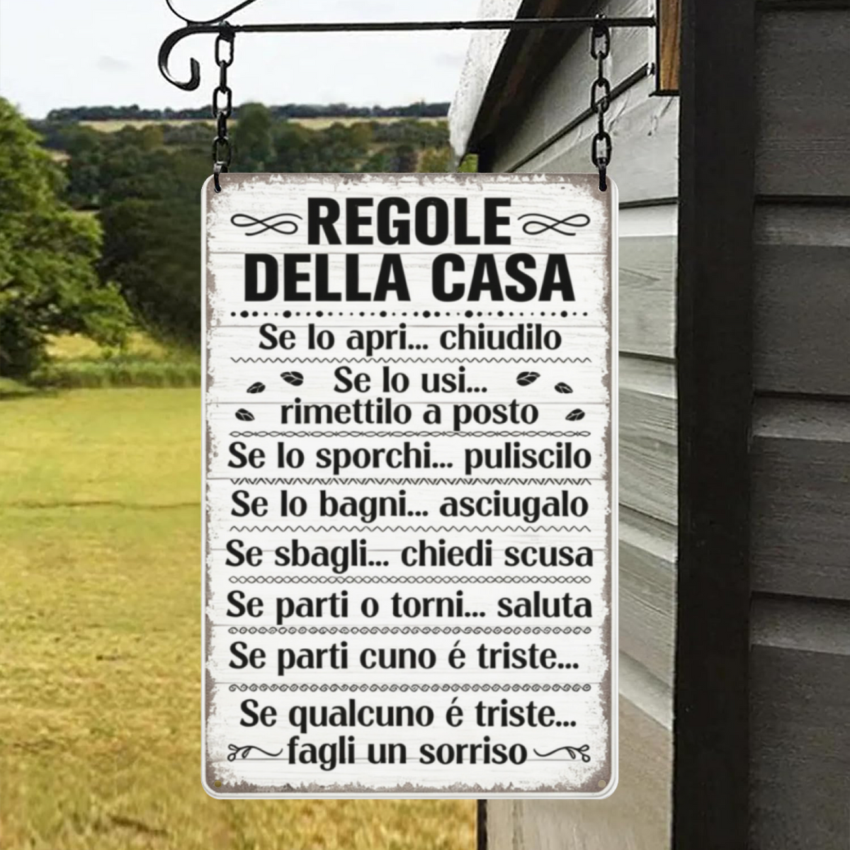 Italian Family House Rules Vintage Wooden Style Tin Sign