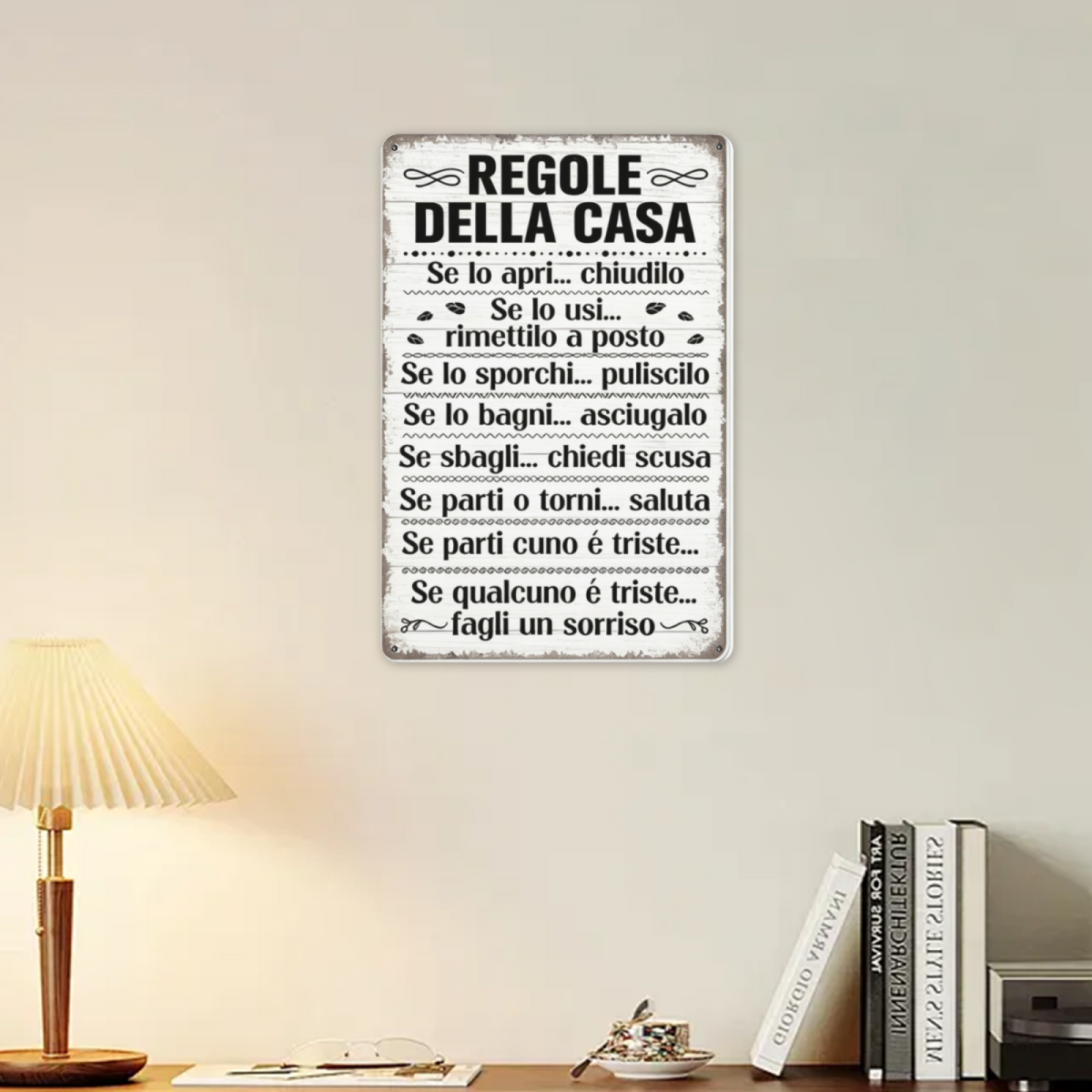 Italian Family House Rules Vintage Wooden Style Tin Sign